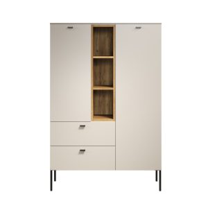 Komoda wysoka z szufladami i drzwiami kaszmir / dąb mat 93 cm Avolo