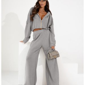 Komplet dzianinowy bluza i spodnie NOLANI - szary