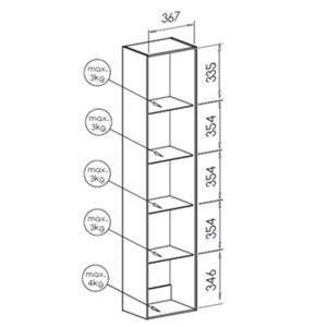 Witryna wisząca przeszklona czarna / dąb wotan mat 40 x 180 cm Vidago