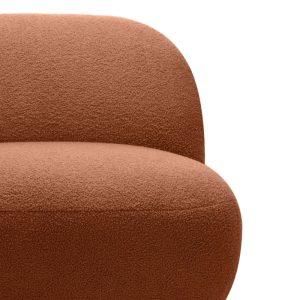 Fotel obrotowy Mikado, miedziany, boucle, obłe kształty