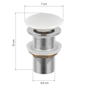 Okrągły korek umywalkowy Mandy klik-klak, biały połysk