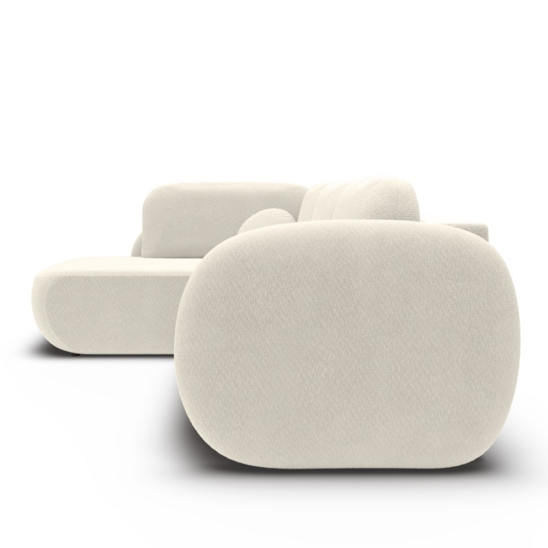 Narożnik rozkładany Olio ll z pojemnikiem, lewostronny, kremowy, obłe kształty