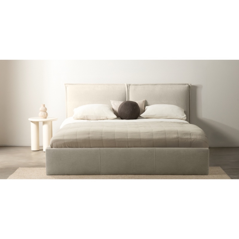 Łóżko tapicerowane Tono 160x200 ze stelażem, szarobeżowe