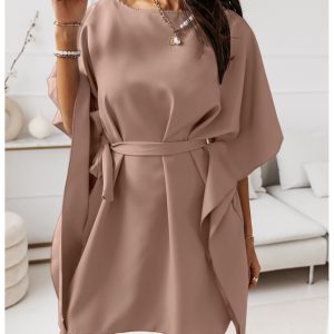 Kobieca sukienka nietoperz CANDICE - mocha mousse