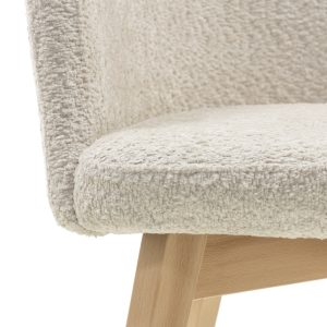 Krzesło tapicerowane Matteo, jasnobeżowe/buk naturalny, boucle