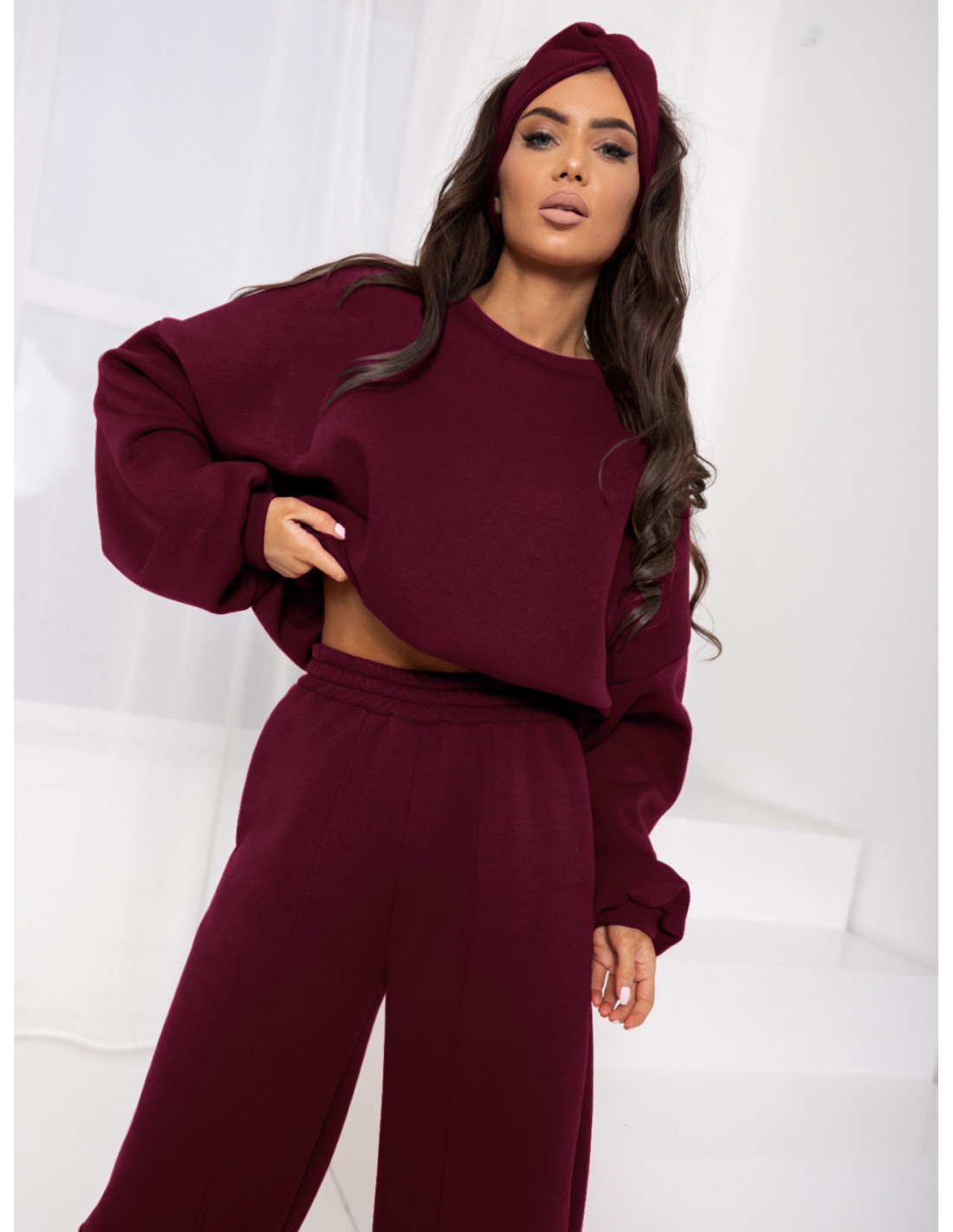 Dresowa opaska turban - bordowa