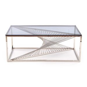 Ława Infinity srebrny, szkło, prostokątna