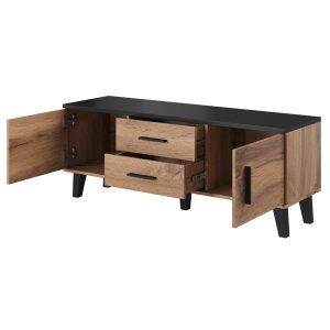 Szafka RTV dąb wotan / czarna mat 140 cm Livorno