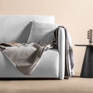 Sofa rozkładana Allen z pojemnikiem, jasnoszara, welur