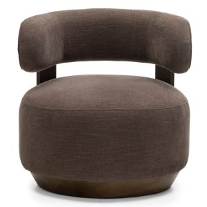 Fotel wypoczynkowy Dolce, obłe kształty, brązowy espresso, orzech
