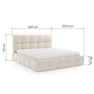 Łóżko tapicerowane Cherry 180x200 cm z pojemnikiem i stelażem, obłe kształty