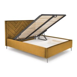 Korpus do łóżka tapicerowany musztardowy 160x200 cm Modulo
