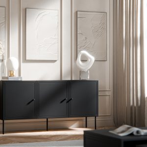 Komoda z drzwiami czarny mat 150 cm Modena