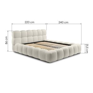 Łóżko tapicerowane Boston 180x200 cm ze stelażem i pojemnikiem, beżowe, boucle