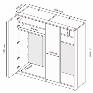 Szafa czterodrzwiowa kaszmir mat 183 x 242 cm Bruno