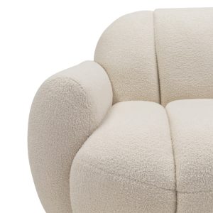 Fotel obrotowy Solla, jasnobeżowy, boucle, obłe kształty