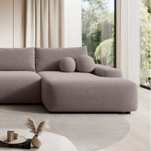 Narożnik rozkładany Loop U1 z pojemnikiem brązowoszary, boucle