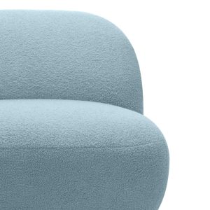 Fotel Mikado, niebieski, boucle, obłe kształty