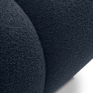 Puf tapicerowany Milo, granatowy, boucle, obłe kształty