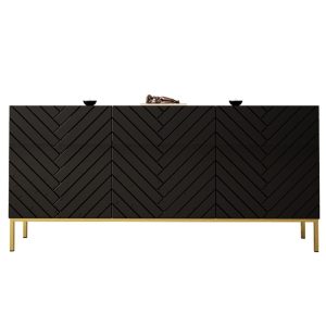 Komoda z dzwiami czarna mat / wysoki połysk 160 cm Blend