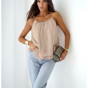 Bluzka z lyocellu na ramiączkach ROSILLA - beżowa