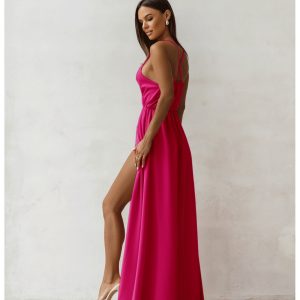 Sukienka maxi na ramiączkach SENTILA - fuksjowa