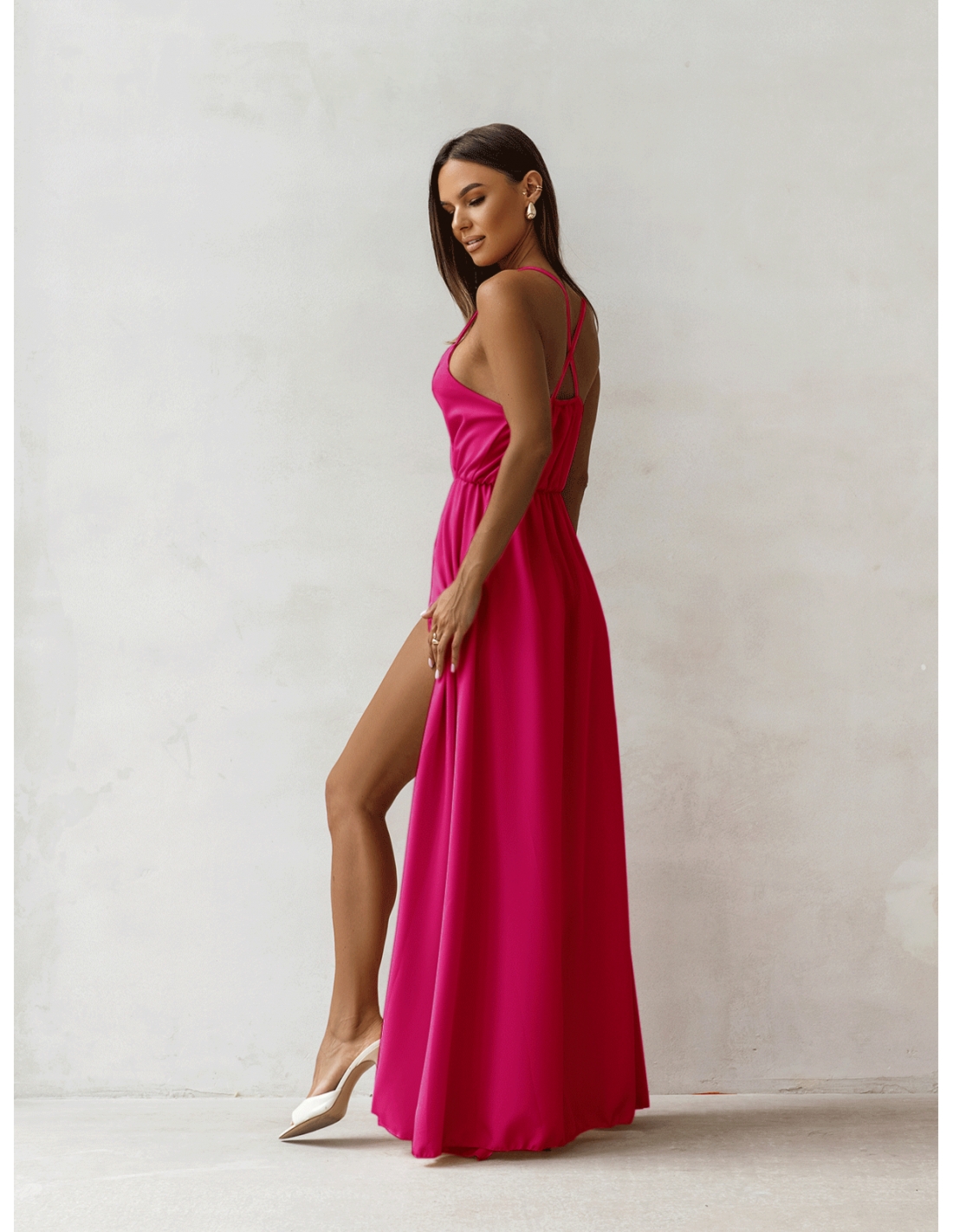 Sukienka maxi na ramiączkach SENTILA - fuksjowa