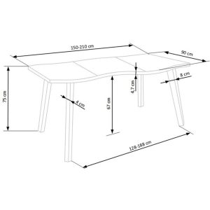 Stół rozkładany dąb naturalny / czarny mat 150 - 210 x 90 cm Dickson