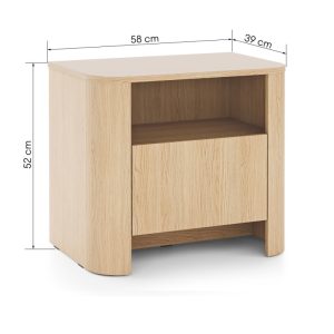 Szafka nocna Bari, zaokrąglona, dąb vicenza