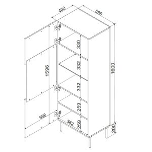 Witryna jednodrzwiowa beżowa mat 60 x 180 cm Milo