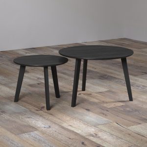 Zestaw 2 stolików kawowych okrągłych jesion czarny 70 cm, 50 cm Loftis