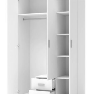 Szafa trzydrzwiowa z szufladami biała połysk 120 x 205 cm Lima