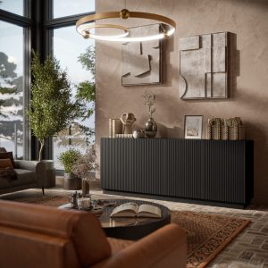 Komoda z drzwiami czarna mat 200 cm Ardea