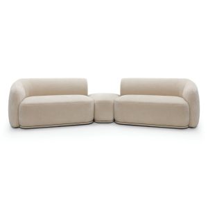 Sofa modułowa z pufem Nobo, obłe kształty