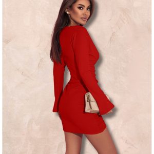 Dopasowana sukienka z marszczeniem AKANE - czerwona