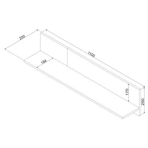 Półka wisząca dąb artisan / czarna mat 110 x 20 cm Arden