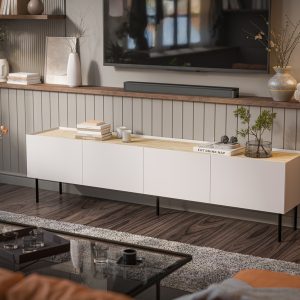 Szafka RTV beżowa / dąb mat 200 cm Olmo