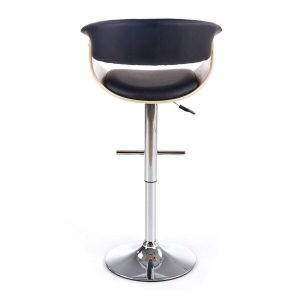 Hoker z oparciem ekoskóra czarny / dąb / srebrny H45