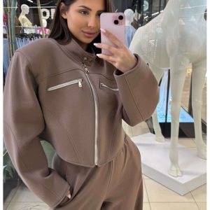 Komplet krótka kurtka + spodnie MONTI - czekoladowy