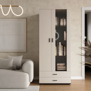 Witryna dwudrzwiowa z szufladami kaszmir mat 80 x 192 cm Simple