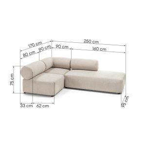 Narożnik modułowy Moso 170 cm, zaokrąglony, prawy/lewy