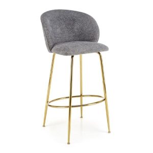 Hoker z oparciem tapicerowany szary / złoty H116