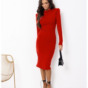 Dopasowana sukienka midi z wiskozy AFFI - czerwona