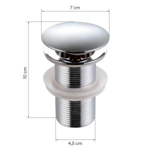 Okrągły korek umywalkowy Silvia klik-klak, srebrny