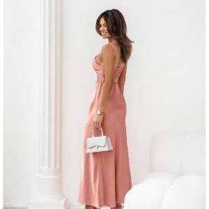 Modny komplet crop top i maxi spódnica DAIYA - brudny róż