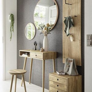 Taboret okrągły drewniany dąb Huglo