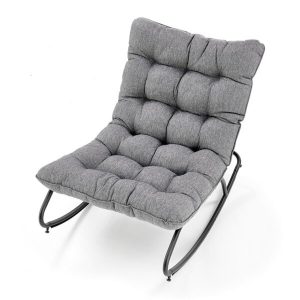 Fotel bujany tapicerowany szary / czarny Gatto