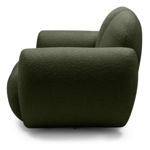 Fotel obrotowy Solla, ciemnozielony, boucle, obłe kształty