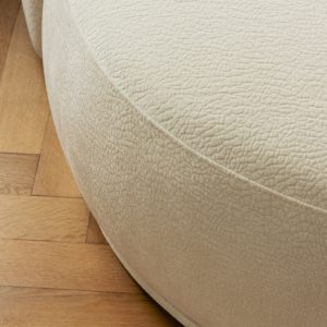 Narożnik modułowy z pufem Nobo, obłe kształty, jasnobeżowy, lewostronny