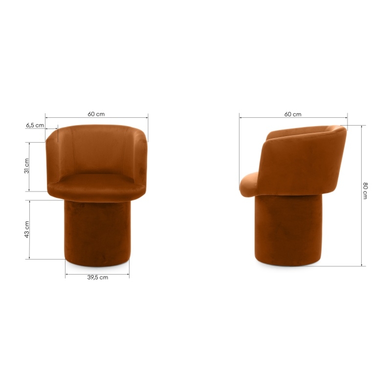 Fotel obrotowy Hako welurowy, miedziany